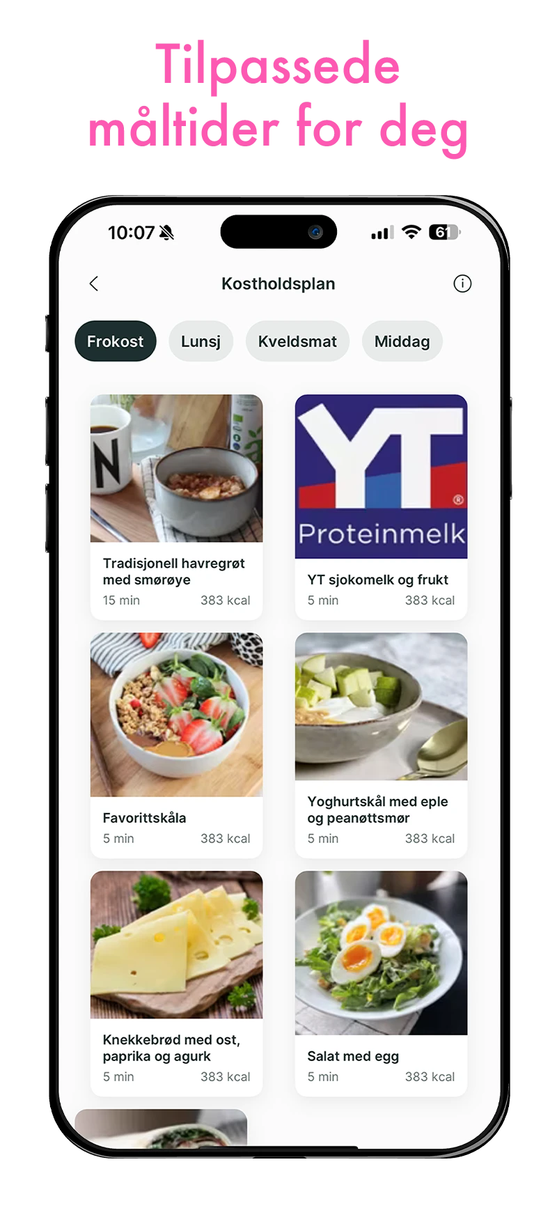 Tilpassede måltider for deg